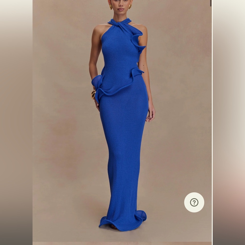 Meshki 
Caprice Halter Knit Maxi Dress - Cobalt